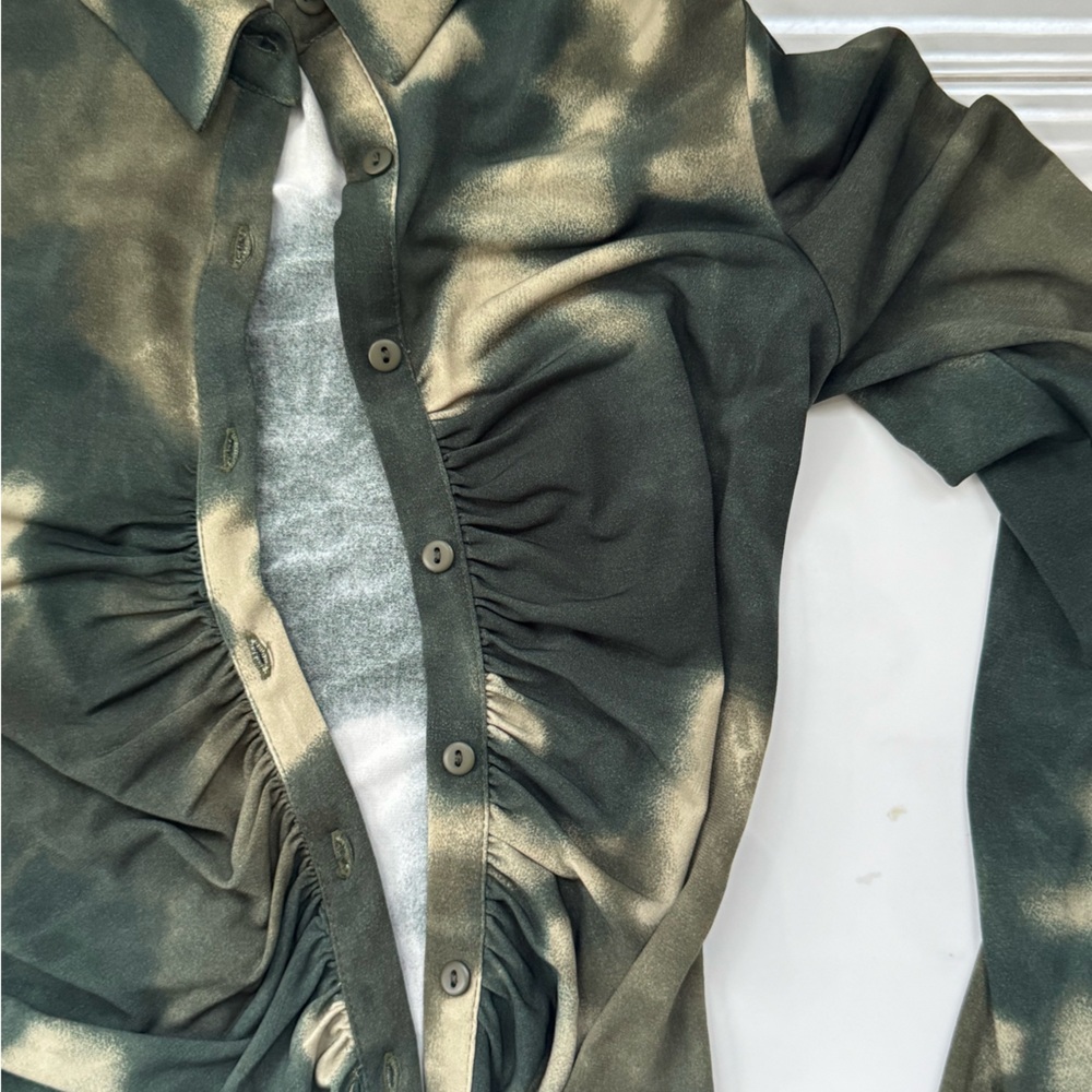 Pull&Bear Tie-Dye Button-Up Shirt